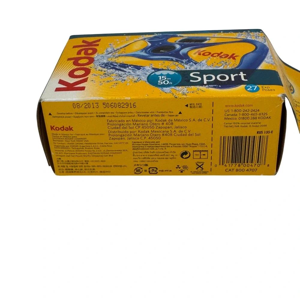 Kodak Sport Waterproof‎ 35mm Disposable Camera 27 Exp 2013 Made in Mexico
